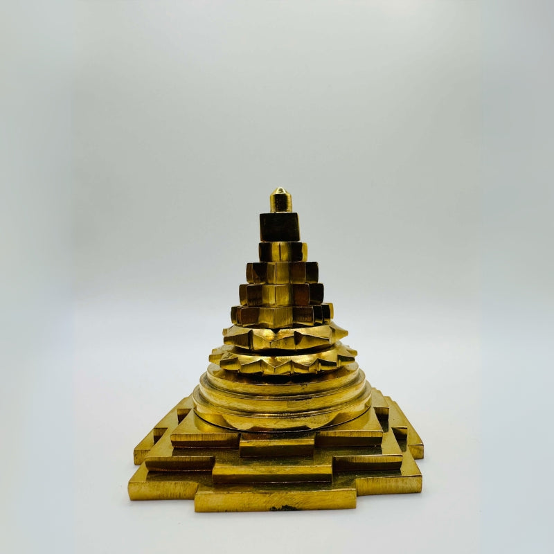 Brass Meru Shri Yantra Pyramid with Spiritual Energy Activation