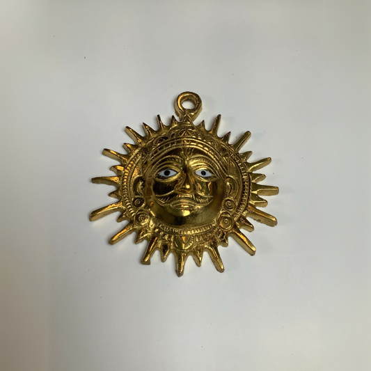 Brass Surya Dev Wall Hanging with intricate design


