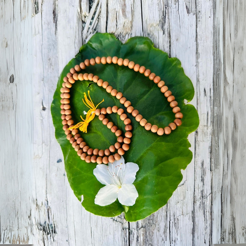 Chandan mala with 108 sandalwood beads for chanting