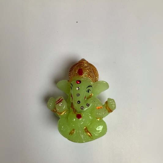 Small Green Ganesha Figurine for Good Luck and Prosperity