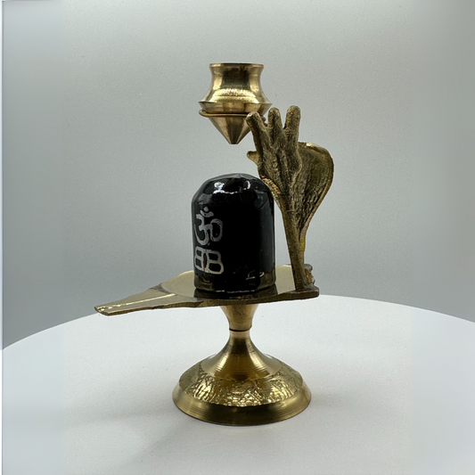 Handcrafted Brass Shivling and Jaldhari Set for Spiritual Rituals