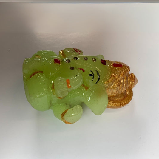 Mini Green Ganesha Statue for Home Decor and Blessings