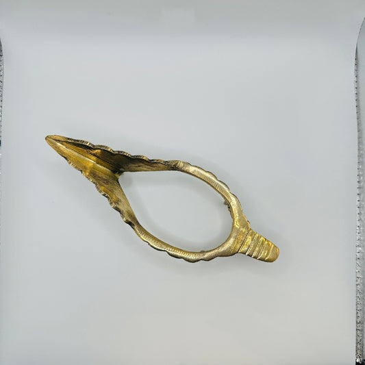 Traditional Brass Conch Stand for Hindu Rituals and Worship