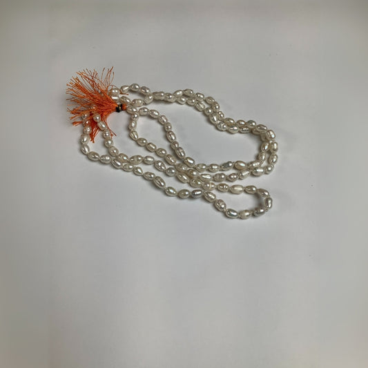White Pearl Mala 14-Inch for Pooja and Meditation